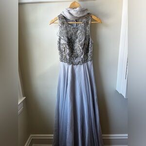 JOVANI JVN Beaded Chiffon Formal‎ Evening Gown Prom Dress Scarf Sash Maxi Long 4